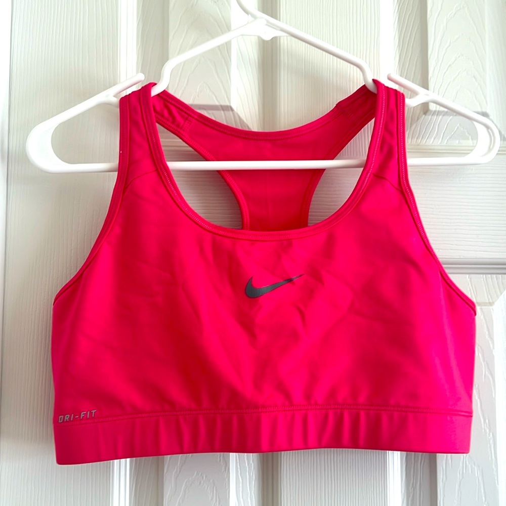 Pink Nike sports bra
